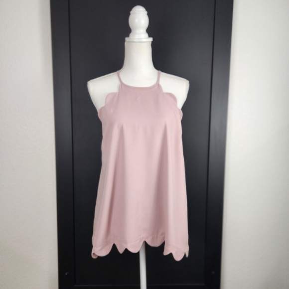 Vici Blush Scalloped Halter Top Size Medium - Picture 2 of 9